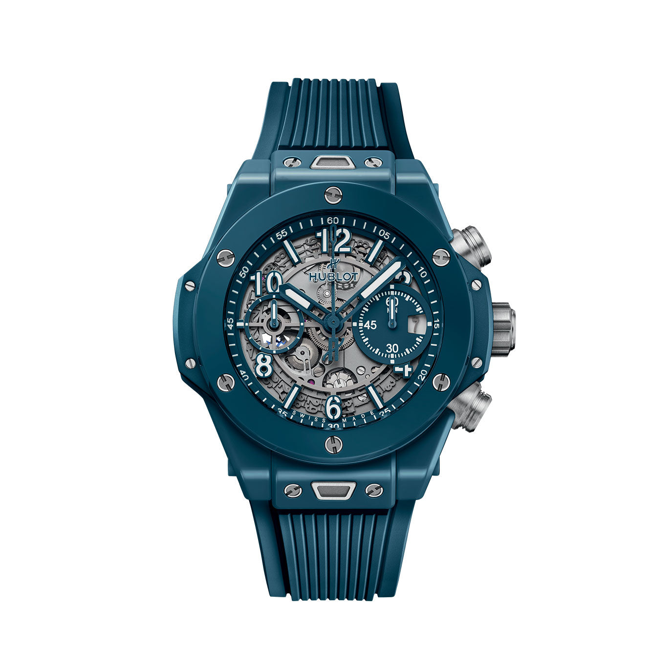 Unworn Hublot Big Bang Unico Petrol Blue Ceramic 42, 441.ES.5121.RX, box and papers