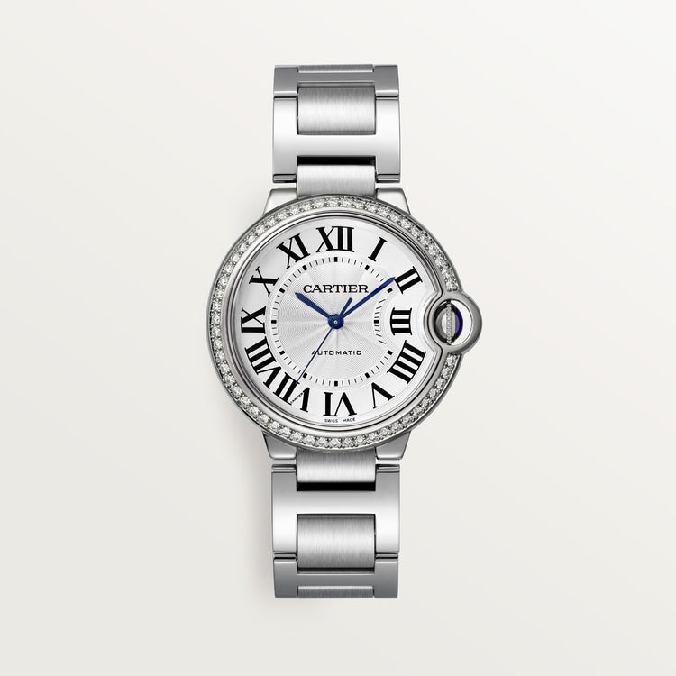 Unworn Cartier Ballon Bleu de Cartier, Stainless Steel and Diamonds, 36mm, Ref# W4BB0024, box and papers