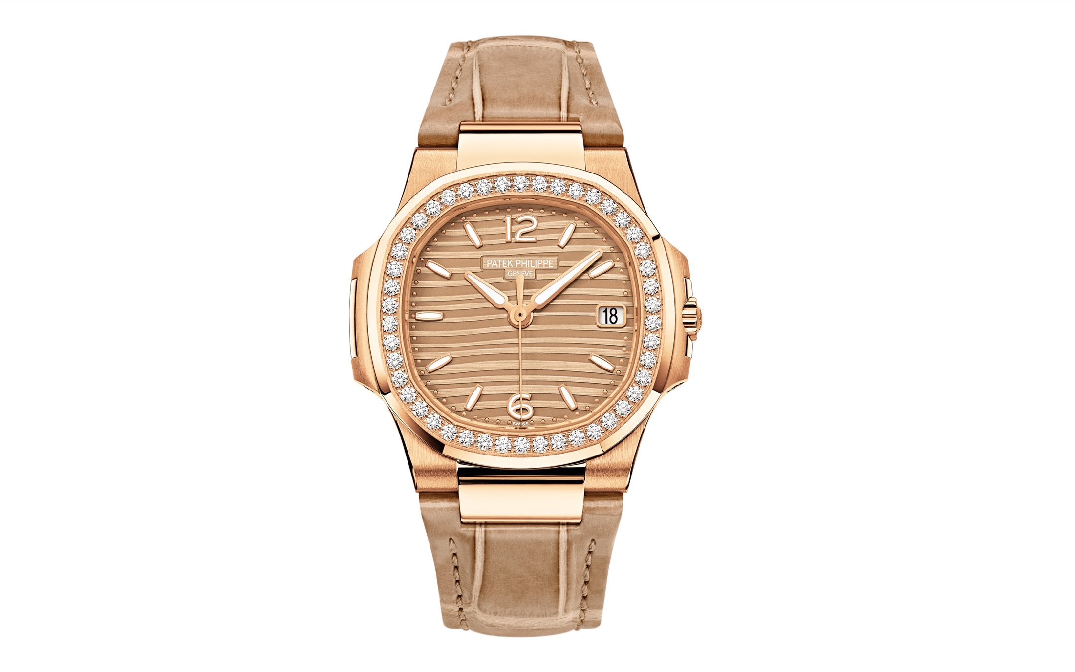 Patek Philippe Nautilus Quartz Diamond Ladies Watch, 18k Rose Gold, 32mm, Ref# 7010R-012 - Image 2