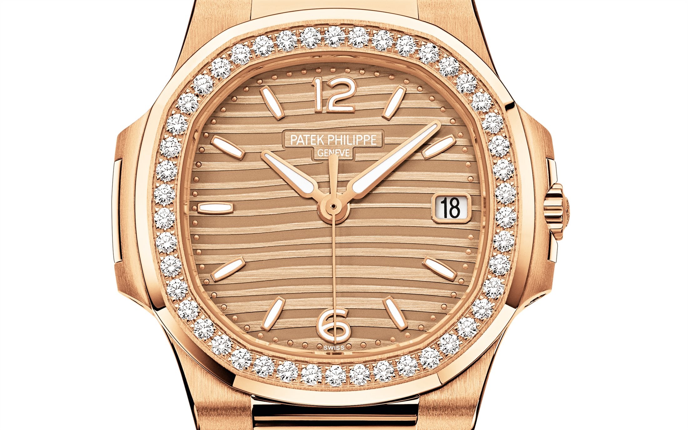 Patek Philippe Nautilus Quartz Diamond Ladies Watch, 18k Rose Gold, 32mm, Ref# 7010R-012 - Image 3
