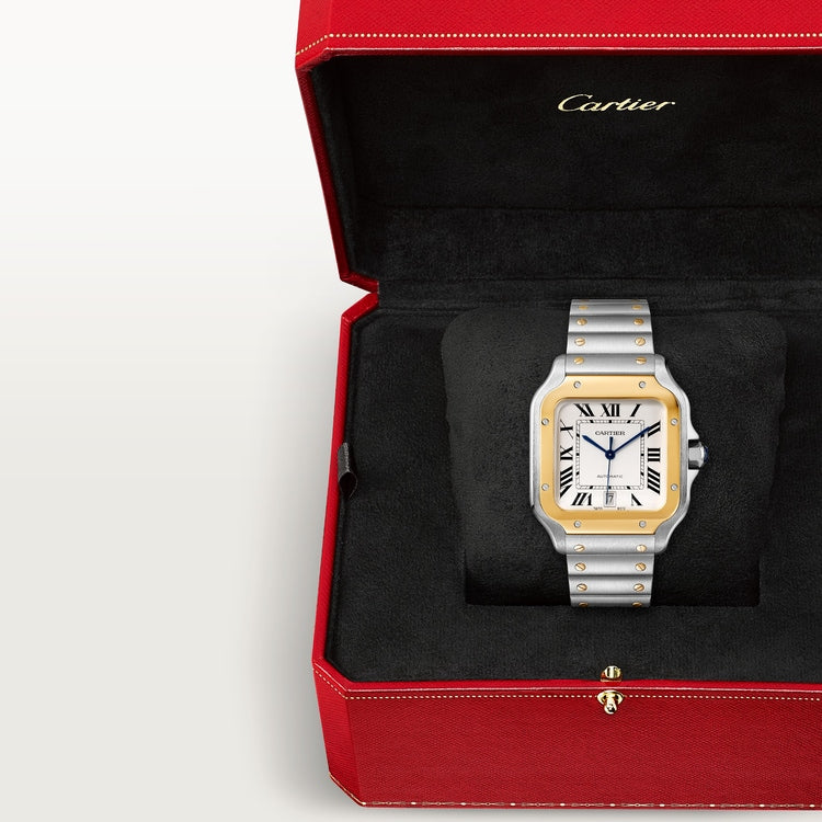 Unworn Cartier Santos de Cartier, Stainless Steel and 18k Yellow Gold, 39.8mm, Ref# W2SA0009, box and papers - Image 11