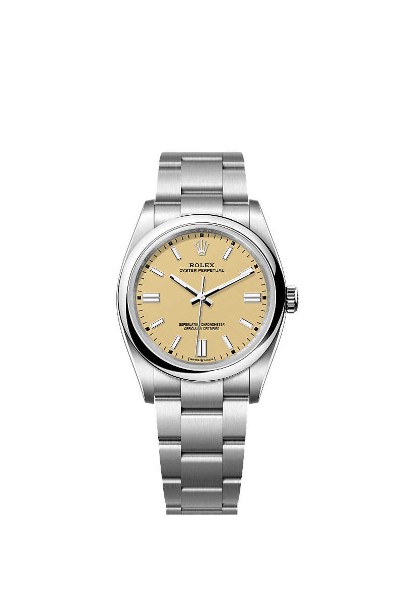 Unworn 2025, Rolex Oyster Perpetual, Oystersteel 36mm, Beige dial, Domed Oyster, Ref# 126000-0012, box and papers