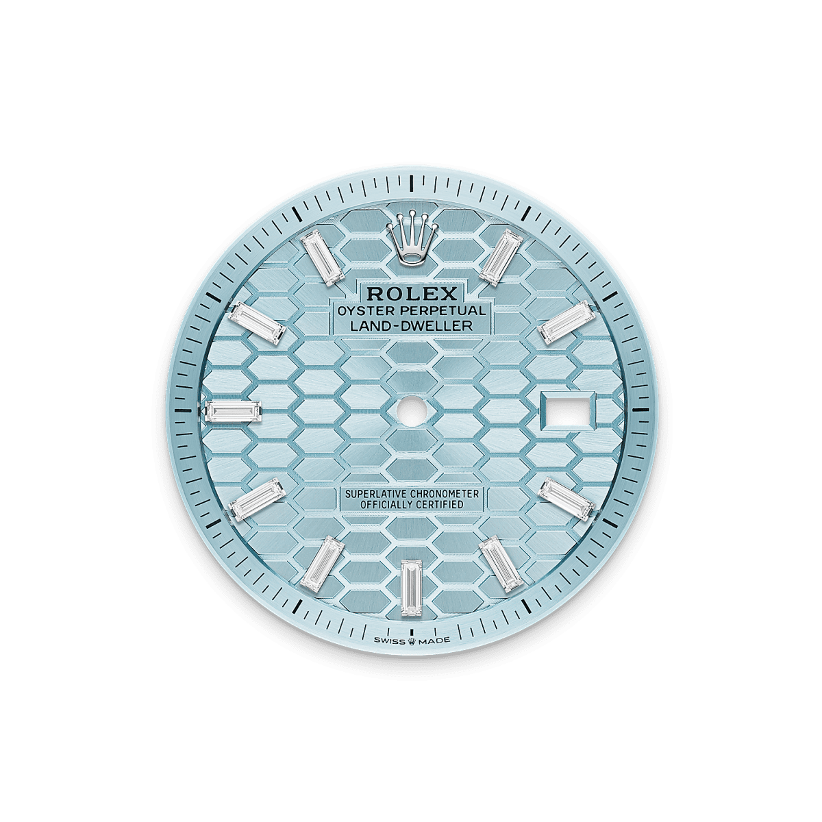Unworn 2025, Rolex Land-Dweller 40, Platinum and Diamonds, Ice blue dial, Flat Jubilee, Ref# 127386tbr-0001, box and papers - Image 2