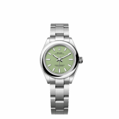 Unworn 2025, Rolex Oyster Perpetual, Oystersteel, 28mm, Pistachio-green dial, Domed Oyster, Ref# 276200-0006, box and papers