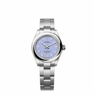 Unworn 2025, Rolex Oyster Perpetual, Oystersteel, 28mm, Lavender dial, Domed Oyster, Ref# 276200-0008, box and papers