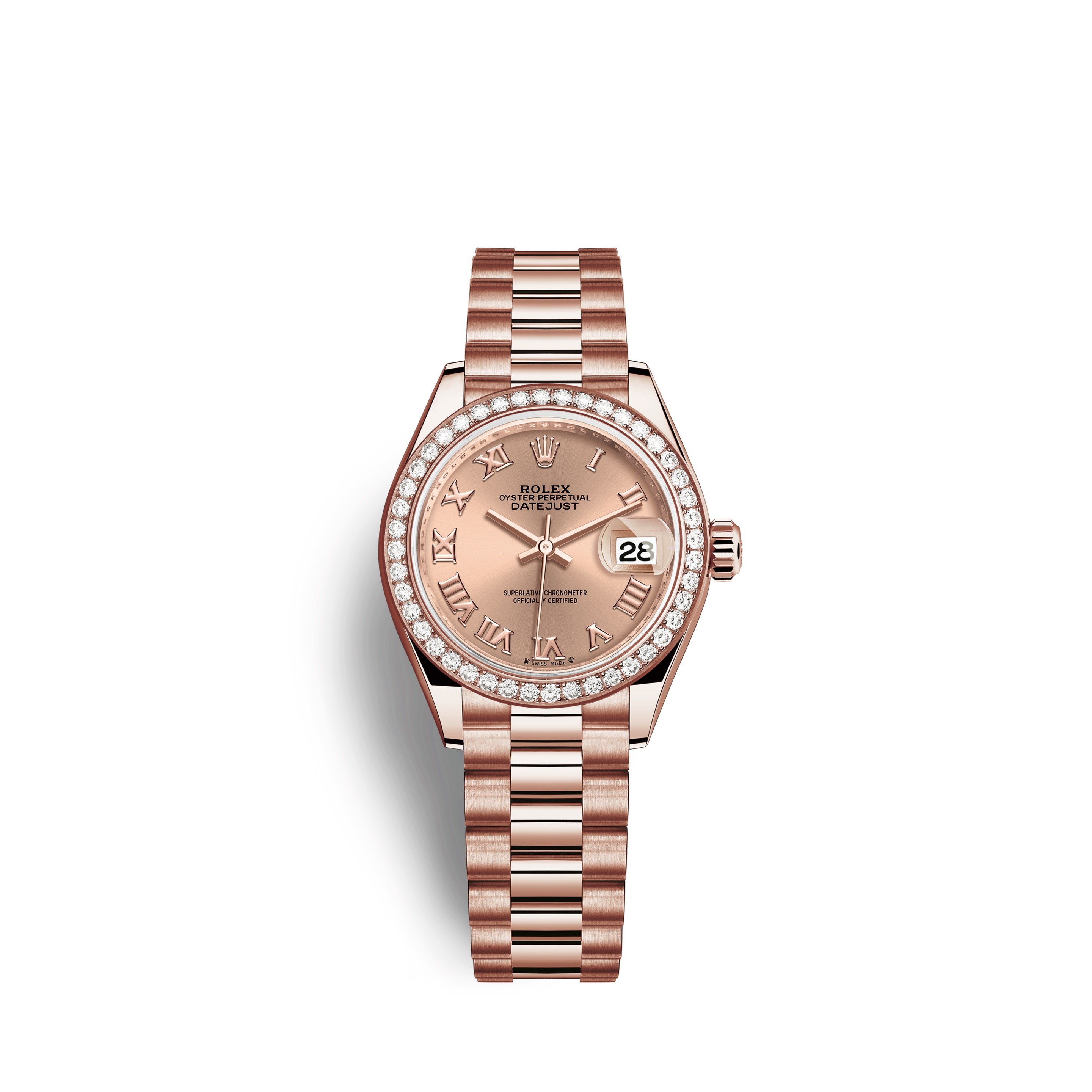 Rolex Lady-Datejust 28, 18kt Everose Gold and diamonds, Ref# 279135RBR-0027