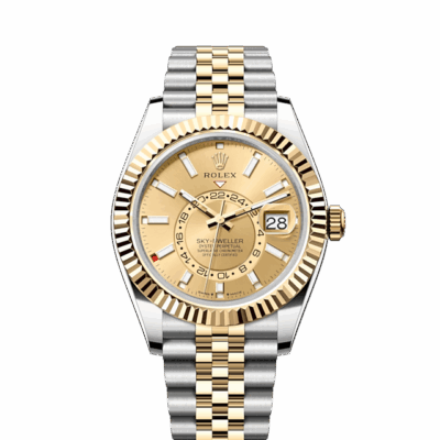 Rolex Sky-Dweller, 42mm, Oystersteel and 18k Yellow Gold, Champagne, Jubilee,Ref# 336933-0002