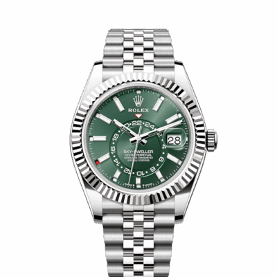 Rolex Sky-Dweller, 42mm, Oystersteel and 18k White Gold, Green, Jubilee, Ref# 336934-0002