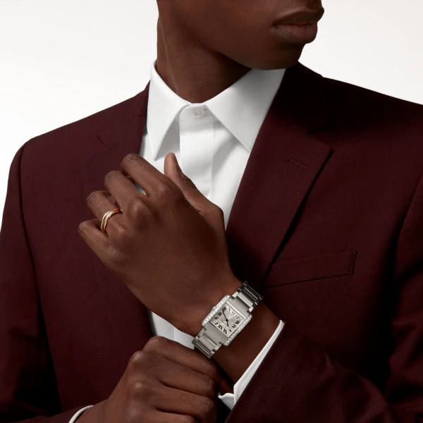 Unworn Cartier Tank Francaise, Stainless Steel, Diamonds, 32mm x 27mm, Ref# W4TA0021, box and papers - Image 5