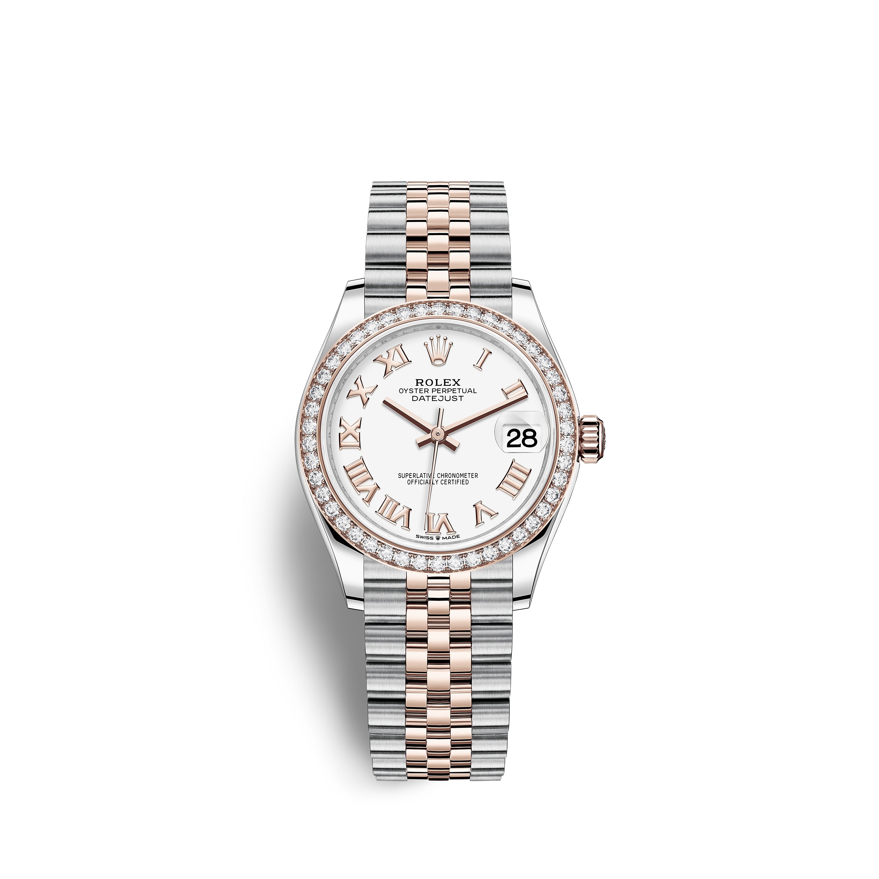 Rolex Datejust 31, Oystersteel, 18kt Everose Gold and diamonds, Ref# 278381RBR-0004