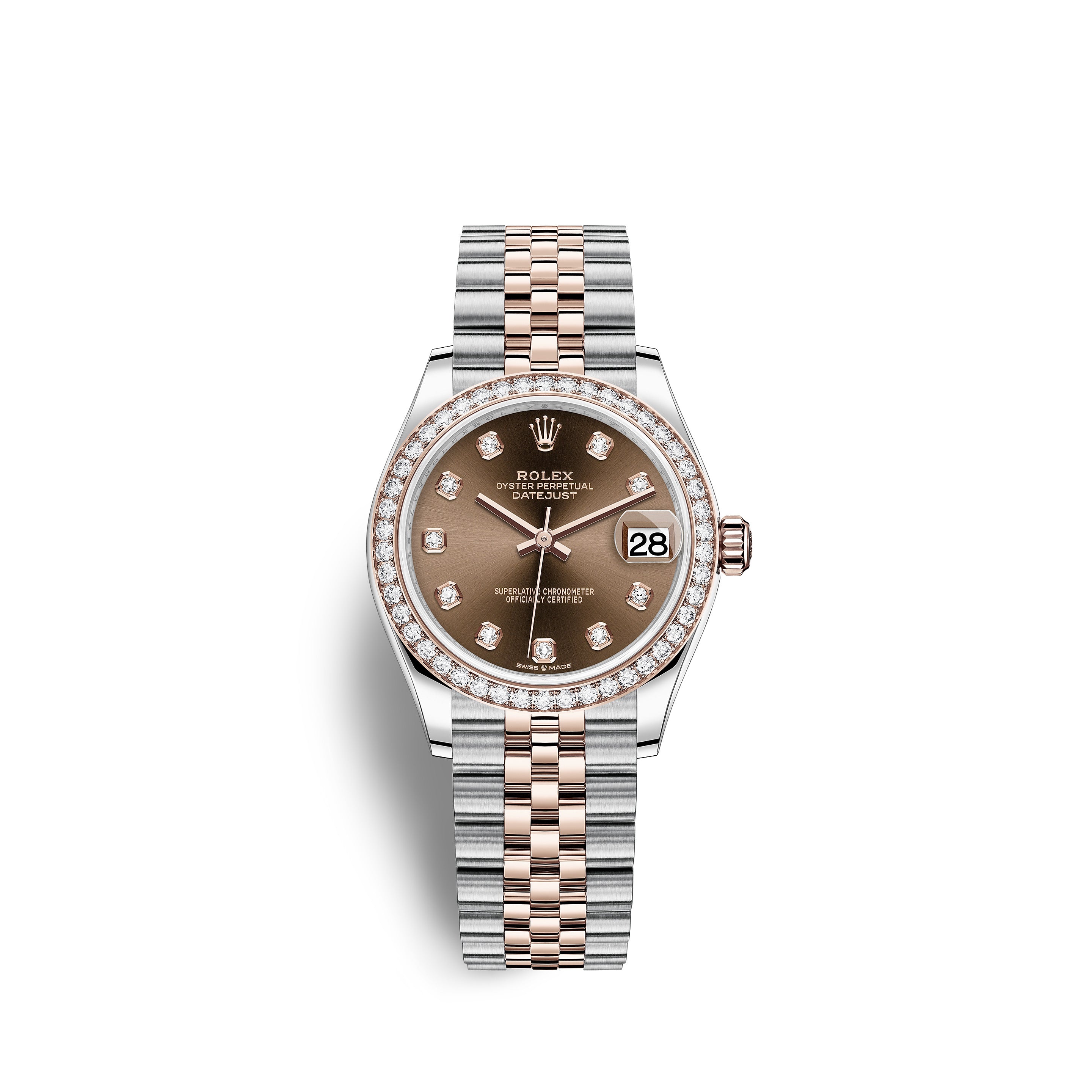 Rolex Datejust 31, Oystersteel, 18kt Everose Gold and diamonds, Ref# 278381RBR-0028