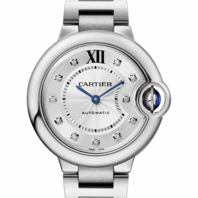 Unworn Cartier Ballon Bleu de Cartier, Stainless Steel and Diamonds, 28mm, Ref# W4BB0029, box and papers