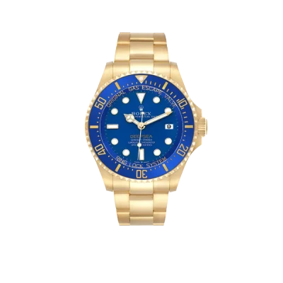 Rolex Seadweller Deepsea 44mm Yellow Gold Blue Dial Mens Watch 136668