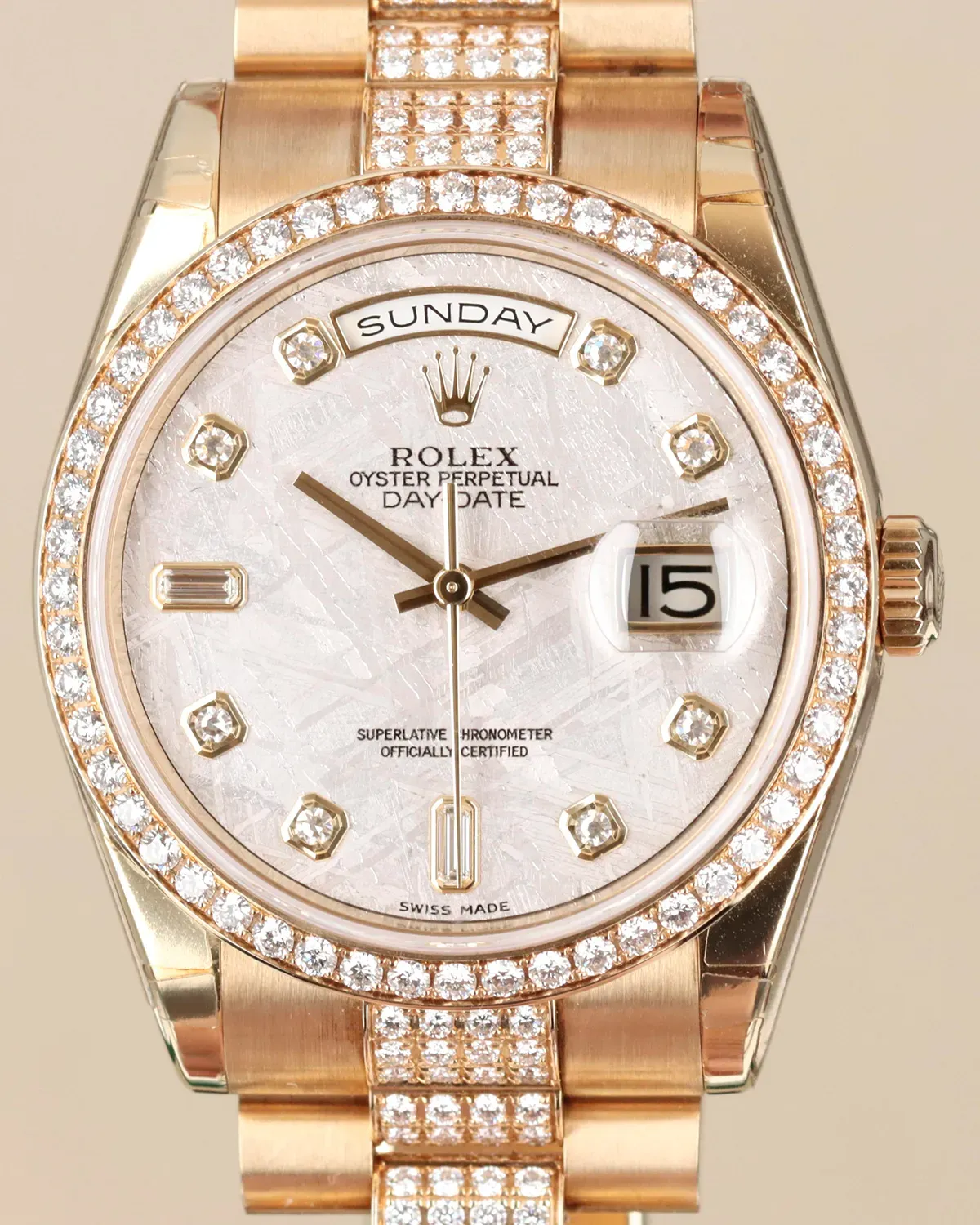 Rolex Day-Date 40MM Meteorite Dial Yellow Gold President Bracelet - Image 4