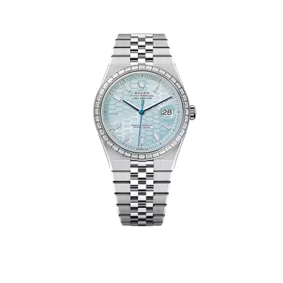 Rolex Land-Dweller Oyster 40mm Platinum & Diamonds Ice Blue Honeycomb Motif Dial M127386TBR-0001