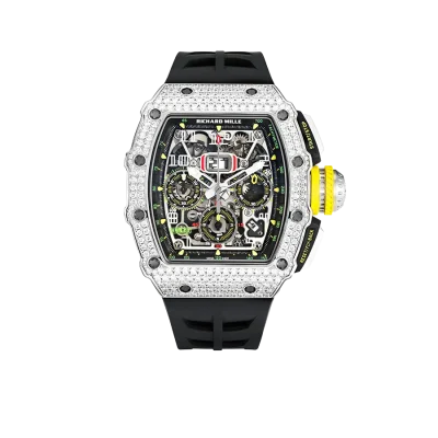 Richard Mille Chronograph & 18K White Gold – Diamond Bezel – Skeleton Dial 50 mm