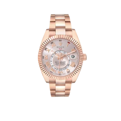 Rolex Sky-Dweller 42mm Rose Gold Sundust Dial Mens Watch 326935