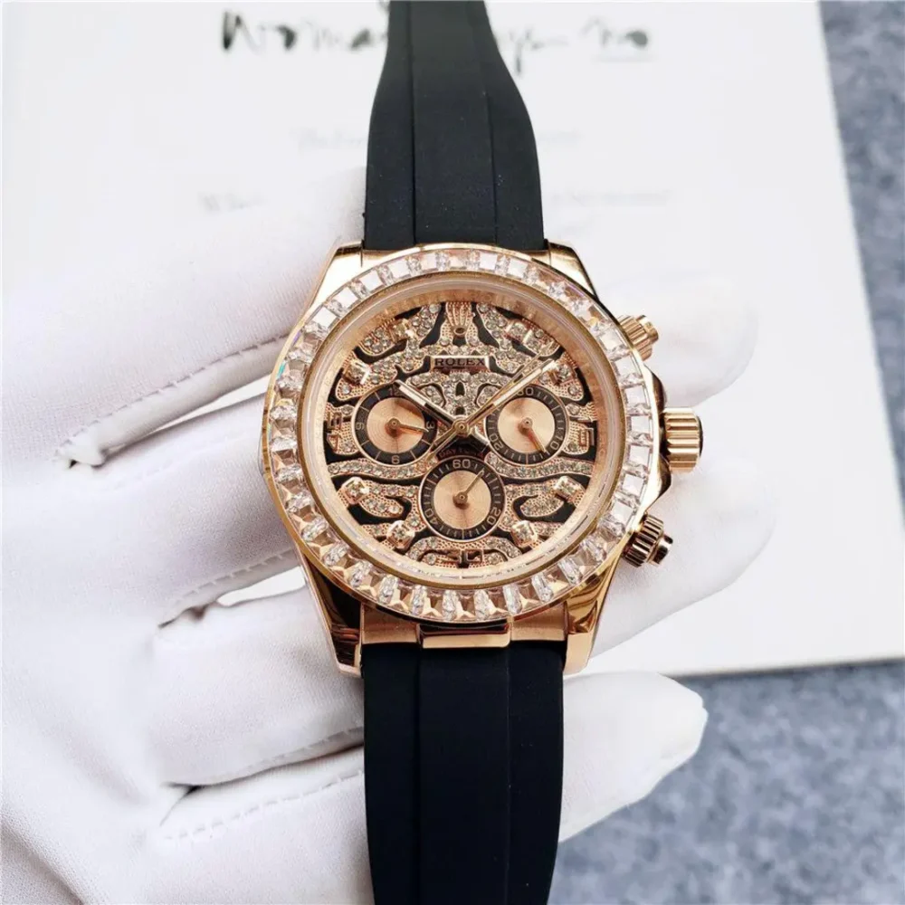 Rolex Cosmograph Daytona Everose Gold Baguette Diamond Bezel with Pavé Diamond Dial - Image 2