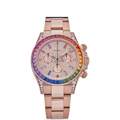 Rolex Daytona 116595RBOW Rainbow Rose Gold Pave Diamond Dial Sapphire Bezel
